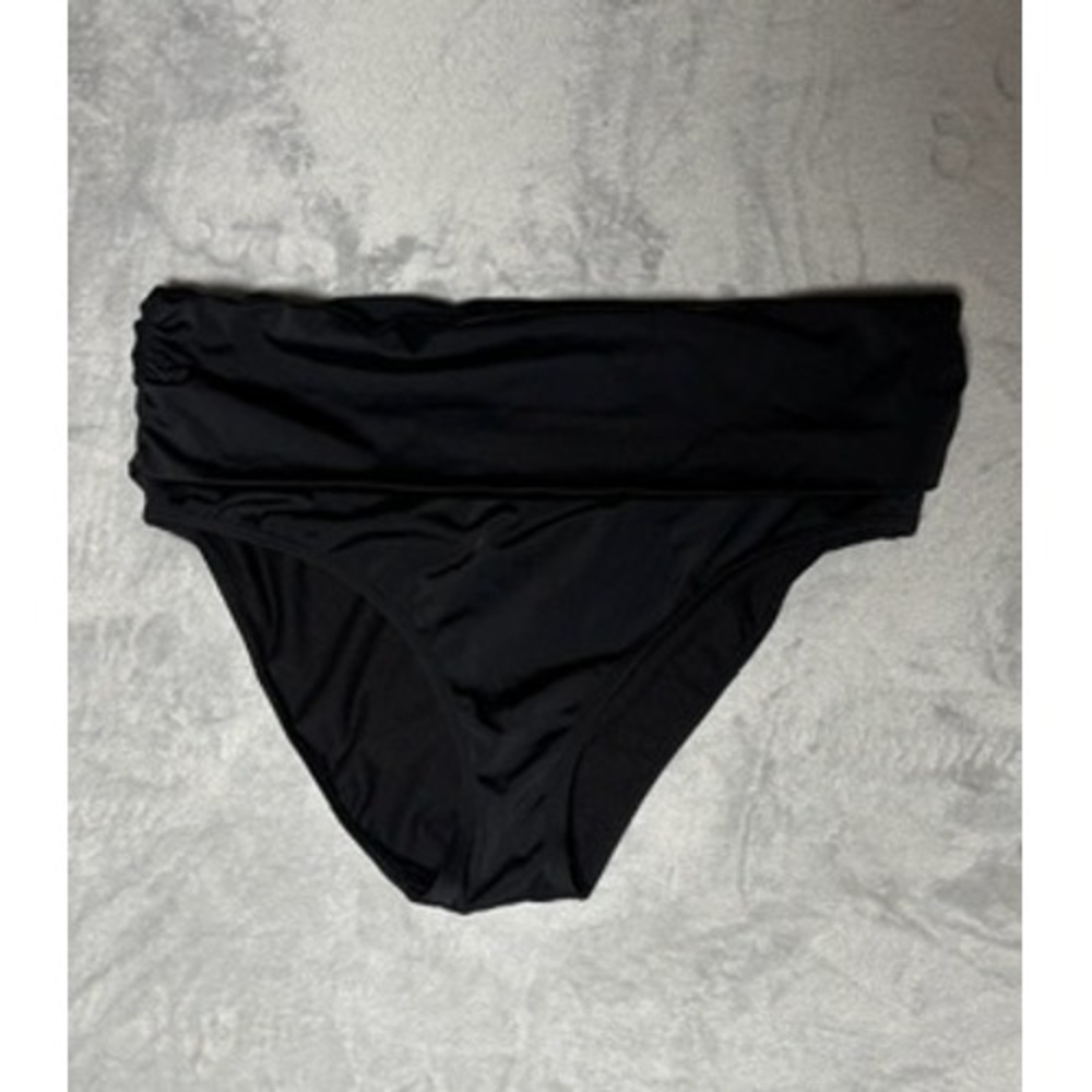 Unbranded Bikini Bottom‎ Women Large Black Ruched Fold Over High Waist